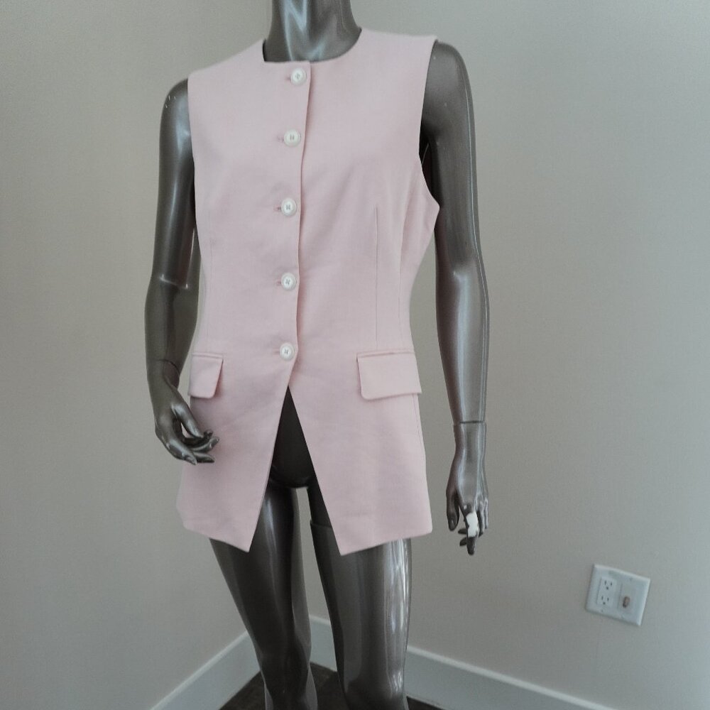 Veronica Beard Pink Vest Linen Viscose Twill Button Front Size 6